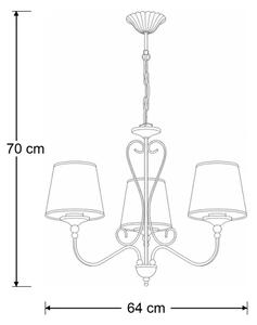 Brilagi - Lustr na řetězu SONIA 3xE27/15W/230V pr. 64 cm krémová/patina