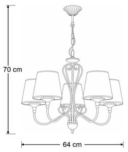 Brilagi - Lustr na řetězu SONIA 5xE27/15W/230V pr. 64 cm krémová/patina