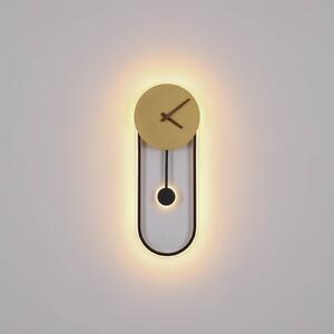 LED nástěnné světlo Sussy s hodinami, černá/zlatá