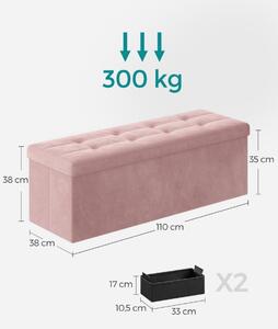 Taburet s úložným prostorem OTTOMAN 110x38 cm, růžový