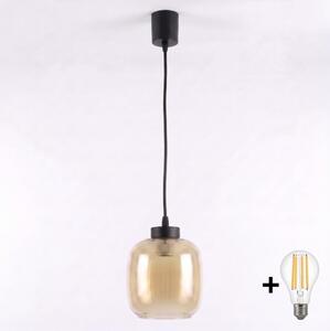 Brilagi - LED Lustr na lanku R GLASS 1xE27/60W/230V pr. 14 cm černá/kouř hnědá