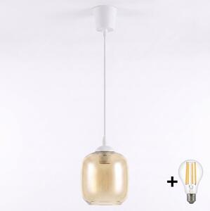 Brilagi - LED Lustr na lanku R GLASS 1xE27/60W/230V pr. 14 cm bílá/kouř hnědá