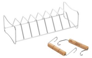 Grillmeister Grilovací stojan na kuře/žebírka / Forma na hamburgery / Sada na marinování / Poklop na hamburgery (grilovací stojan na žebírka) (100387001002)