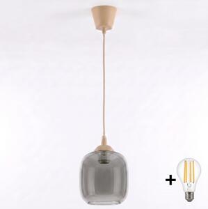 Brilagi - LED Lustr na lanku R GLASS 1xE27/60W/230V pr. 14 cm béžová/kouř šedá