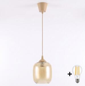 Brilagi - LED Lustr na lanku R GLASS 1xE27/60W/230V pr. 14 cm béžová/kouř hnědá