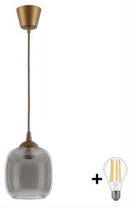 Brilagi - LED Lustr na lanku R GLASS 1xE27/60W/230V pr. 14 cm hnědá/kouř šedá