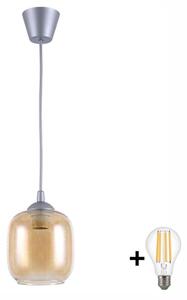 Brilagi - LED Lustr na lanku GLASS 1xE27/60W/230V pr. 14 cm stříbrná/kouř hnědá