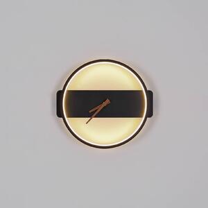 LED nástěnné světlo Sussy s hodinami, černá, 32 cm