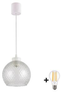 Brilagi - LED Lustr na lanku RETRO GLASS 1xE27/60W/230V pr. 25 cm bílá/kouř šedá