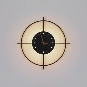 LED nástěnné světlo Sussy s hodinami, černá, Ø50cm