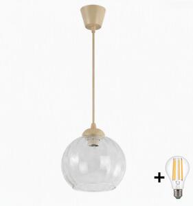 Brilagi - LED Lustr na lanku RETRO GLASS 1xE27/60W/230V pr. 25 cm béžová/čirá