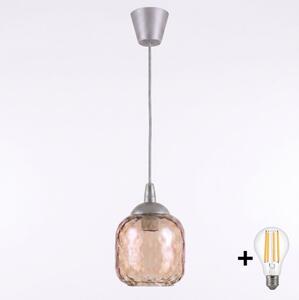 Brilagi - LED Lustr na lanku GLASS 1xE27/60W/230V pr. 14 cm stříbrná/kouř hnědá