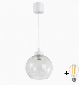 Brilagi - LED Lustr na lanku RETRO GLASS 1xE27/60W/230V pr. 25 cm bílá/čirá