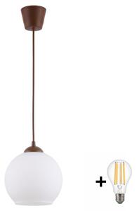 Brilagi - LED Lustr na lanku RETRO GLASS 1xE27/60W/230V pr. 15 cm hnědá/bílá