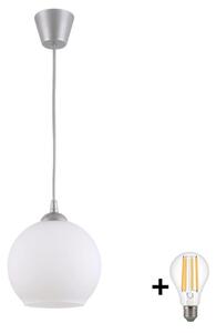 Brilagi - LED Lustr na lanku RETRO GLASS 1xE27/60W/230V pr. 15 cm stříbrná/bílá