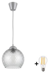 Brilagi - LED Lustr na lanku R GLASS 1xE27/60W/230V pr. 25 cm stříbrná/kouř šedá