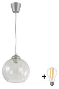 Brilagi - LED Lustr na lanku RETRO GLASS 1xE27/60W/230V pr. 25 cm stříbrná/čirá