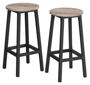 Barové židle 65 cm, set 2 ks, industriální greige/černé
