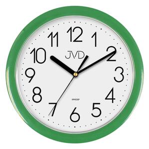 JVD Zelené plastové nástěnné netikající tiché hodiny JVD sweep HP612.13
