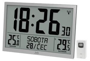JVD Obrovské velké digitální stříbrné rádiem řízené XL hodiny JVD RB9412.2