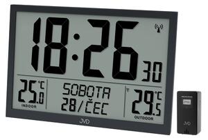 JVD Obrovské velké digitální černé rádiem řízené XL hodiny JVD RB9412.1