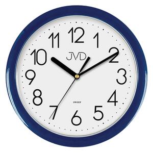 JVD Modré plastové nástěnné netikající tiché hodiny JVD sweep HP612.17