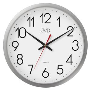JVD Stříbrné nástěnné netikající čitelné kulaté hodiny JVD HP614.2