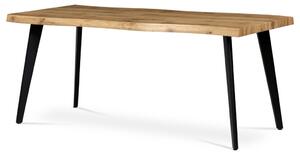 Jídelní stůl, 180x90x75 cm, MDF deska, 3D dekor divoký dub, kov, černý lak HT-880B OAK