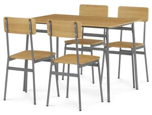 Jídelní set AUT-O2156 OAK – stůl a 4 židle | divoký dub