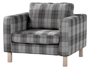 Potah na křeslo IKEA Karlstad, krátký barva šedá látka pletený vzor, vzorované