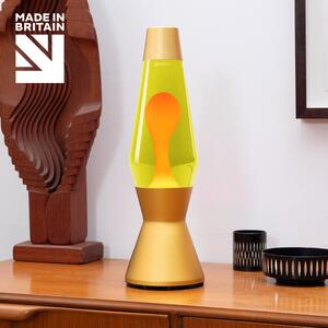 Mathmos Astro Gold, originální lávová lampa, zlatá se žlutou tekutinou a oranžovou lávou, 43cm
