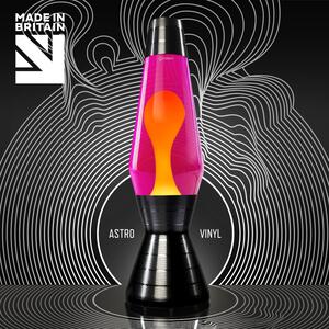Mathmos Astro Vinyl, originální lávová lampa s růžovou tekutinou a žlutou lávou, 43cm