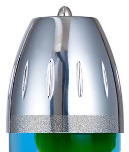 Mathmos Fireflow R1 Silver, originální lávová lampa stříbrná s čirou tekutinou a černou lávou, pro čajovou svíčku, výška 24cm