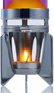 Mathmos Fireflow R1 Silver, originální lávová lampa stříbrná s čirou tekutinou a černou lávou, pro čajovou svíčku, výška 24cm