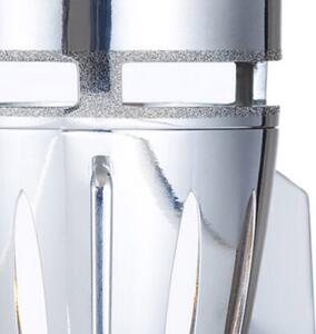 Mathmos Fireflow R1 Silver, originální lávová lampa stříbrná s čirou tekutinou a černou lávou, pro čajovou svíčku, výška 24cm