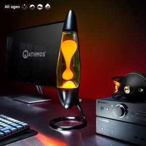 Mathmos Neo, originální lávová lampa, 1x20W, černá se žlutou tekutinou a oranžovou lávou, výška 42cm