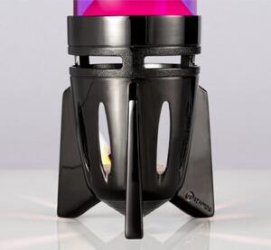 Mathmos Fireflow R1 Black, originální lávová lampa černá s čirou tekutinou a červenou lávou, pro čajovou svíčku, výška 24cm