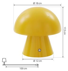 Lindby LED dobíjecí stolní lampa Nevijo, žlutá, železo, USB, stmívač