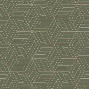 Zeleno-zlatá geometrická vliesová tapeta na zeď, A67303, Vavex 2026