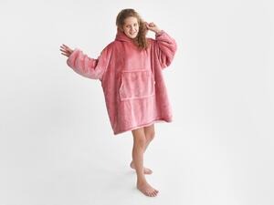 XPOSE® Dětská Mikinová deka s beránkem (velká) - starorůžová