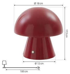 Lindby LED dobíjecí stolní lampa Nevijo, červená, železo, USB, stmívač