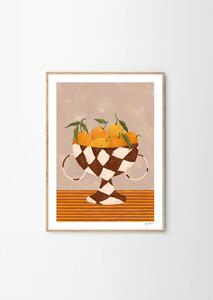 The Poster Club Plakát Lemons & Oranges in Checkered Vase by Frankie Penwill 40x50