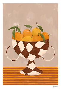 The Poster Club Plakát Lemons & Oranges in Checkered Vase by Frankie Penwill 40x50