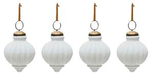 Set čtyř bílých skleněných vánočních ozdob Kave Home Irlo 8 cm