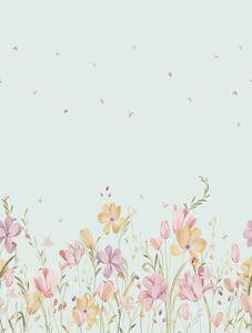 Vliesová obrazová tapeta na zeď, modrá, květiny, CW6129-2, Cute Walls, Decoprint