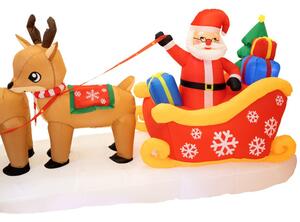 Nafukovací Santa Claus v saních se sobíky 390 cm