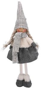 Vánoční figurka holčičky šedá / bílá 48 cm
