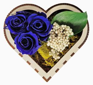IDARY Stabilizované věčné růže v srdci - modré