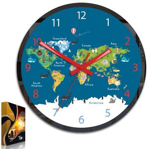 Dětské nástěnné hodiny mapa světa