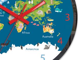 Dětské nástěnné hodiny mapa světa